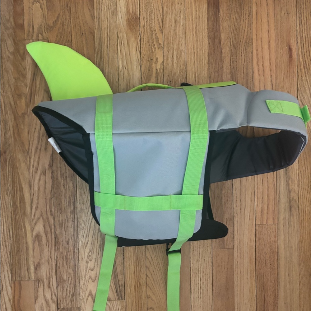 Gray and Green Dog Life Jacket